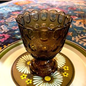 6” vintage E.O. Brody Cleveland, Ohio thumbprint footed Glass goblet vase USA